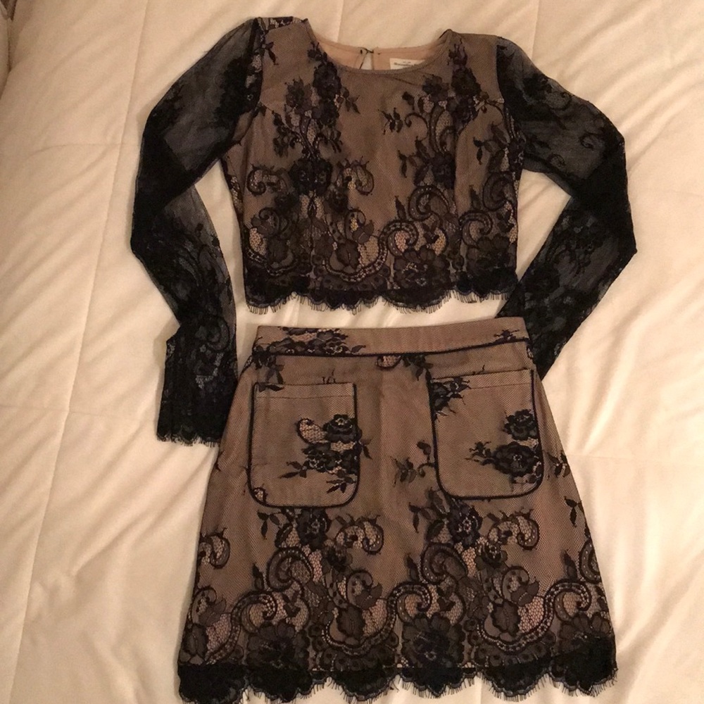 Gorgeous black lace/nude set